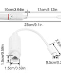 Straight Up POE To USB C Power Only Conversion Adapter serving pure 5V DC juice for security cameras and network gear with dimensions.
