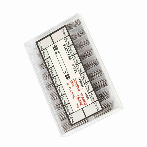 Watch Band Pin Kit 360 Pieces 8 To 25mm Spring Bar Set with labeled compartments for Link Removal and Strap Adjustments