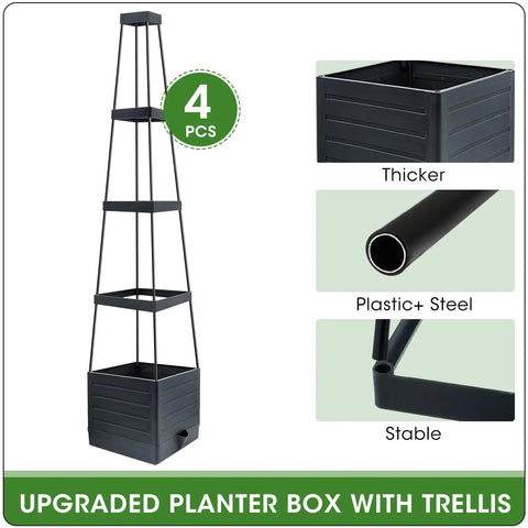 Self Watering Tomato Planter Boxes With Trellis Outdoor Garden Bed 57 Inch Tall Raised Planters For Indoor And Outdoor Use