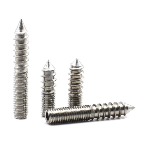 304 Stainless Double End Self Tapping Hanger Bolts For Woodworking M4 To M12 Range Easy Start Point Secure Timber Anchors Machine Thread End