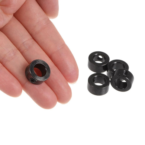 Set of 10 black shaft collars, 8mm ID, 14mm OD, with set screws
