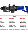 CUTPOIY Electric Rebar Bender 900W Hydraulic Steel Bar Bending Machine Fast 1200 Watt Power For 6-22mm Rods with specifications chart.