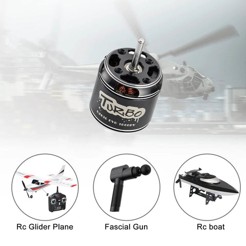 D2830EVO 1000KV RC Brushless Motor 2212 Outrunner with helicopter, RC plane, boat, and tool icons displayed