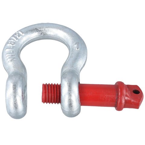 Close-up of Two Pack 1 Inch D Ring Shackles Heavy Duty Bow Shackles With Screw Pin Eight And A Half Ton Working Load Limit