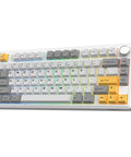 Top Shelf 75 Percent Wireless Mechanical Keyboard With Metal Volume Knob And Massive 8000 Mah Battery Triple Mode Sync To Keep You Locked In During Savage Gaming Sessions, showcasing a compact design with colorful backlit keys.