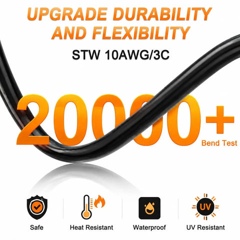 Heavy Duty Generator To Welder Adapter Cord With Nema L14-30p Male To Nema 6-50r Female Plug 1.5 Ft showing flexibility test of 10 AWG wire.