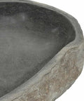 Close-up of HKPWRBFG River Stone Sink Oval Wash Basin Bathroom Countertop Vessel showing smooth polished inner surface.