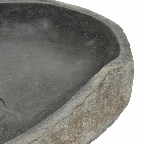 Close-up of HKPWRBFG River Stone Sink Oval Wash Basin Bathroom Countertop Vessel showing smooth polished inner surface.