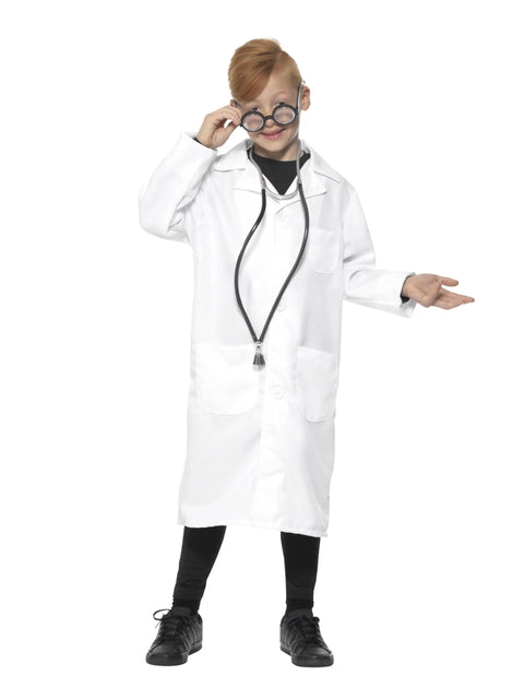 Child in Unisex Doctor Scientist Costume With White Lab Coat Realistic Medical Look Party Ready Dress Up Outfit For Halloween And Cosplay Lightweight And Comfortable Size Small S