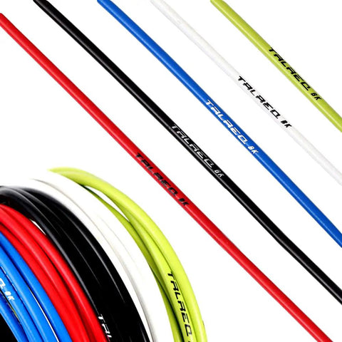 Universal Bicycle Shifter Cable Housing Set For Shimano And SRAM Derailleurs in assorted colors, 4mm diameter, multi-angle view.