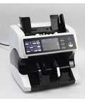 Real Deal Touchscreen Money Counter Machine For Mixed Currency Bills With Integrated Thermal Receipt Printer And Smart Error Scanning, front view.