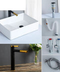 USZWBY Bathroom Vessel Sink Bowl Basin Modern Fashion European Style Rectangular Countertop Basin Hand Basin with faucet and fittings