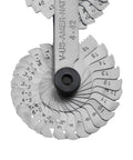 Grip US American National thread pitch gauge; circular metal blade rack around a black center hub with MM/SAE markings