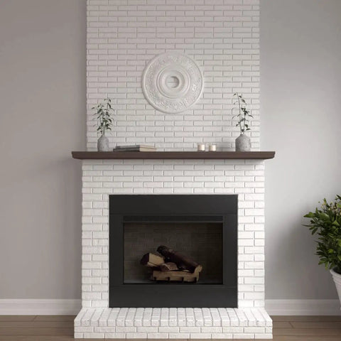 Vienna Ceiling Medallion 20 Inch Outer Diameter With 6.5 Inch Canopy And 3.5 Inch Inner Diameter Lightweight Primed MDF shown on wall