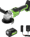 24V Brushless Cordless Angle Grinder with 4Ah USB Power Bank Battery and Charger, 4.5 Inch Disc, Aluminum Gearbox, Spindle Lock