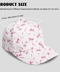 Pink hat with bow pattern for girls, sizing details from 20in to 21.25in, part of the Pink Girls Athletic Dress With UPF 50 Plus Sun Shield ensemble