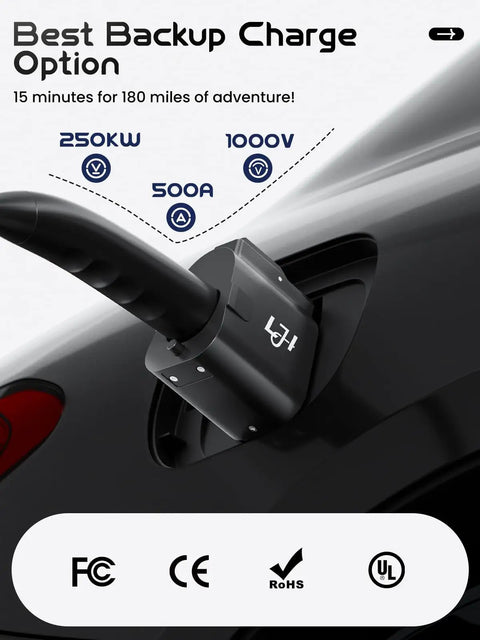 Beefed Up Nacs To Ccs1 Adapter For Tesla Supercharger V3 V4 250Kw Dc Fast Charge 500A connector on EV charging port.