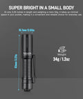 Dope Archer Mini EDC Flashlight USB C Pocket Light With 405 Lumens IPX8 Waterproof Mini Penlight dimensions and weight