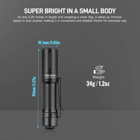 Dope Archer Mini EDC Flashlight USB C Pocket Light With 405 Lumens IPX8 Waterproof Mini Penlight dimensions and weight
