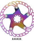 Rock Solid Metal Disc Brake Pads For Mountain Bikes With Five Nail Design Delivering Beast Mode Stopping Power Fits Hydraulic Mechanical Brakes 203mm Lightweight Killer Trail Replacement - Colorful rotor with five nail design.
