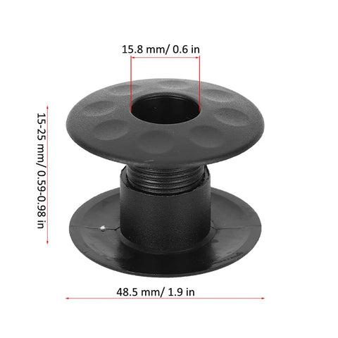 10 Pairs Foosball Table Bushings 48.5mm OD 15.8mm ID Threaded, Lightweight Black Bushings For Rods, Pro Grade Build, Adjustable Height 15-25mm, Fits Most Home and Arcade Foosball Machines, Precise Fit and Smooth Play showing dimensions
