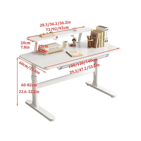 Badass Height Adjustable Standing Desk With Manual Crank Drawer And Removable Bookshelf For A Dope Home Office Setup Ergonomic Workstation with dimensions visible.