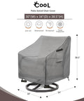 Outdoor Swivel Chair Covers 2 Pack, Waterproof Heavy Duty Patio Lounge Chair Covers, Gray, Fits Up To 30W x 34D x 38.5H