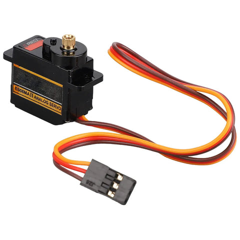 Tough As Nails Micro Servo Motor Kit With Full Metal Gears And Whisper Quiet Operation Slick Upgrade For Axial SCX24 RC Crawler Project Providing Smooth Steering And Sweet Reliability In Fire Red, showing servo motor with wires.