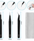 Three Piece Precision Tweezers Set For Crafting Electronics Jewelry Making And DIY Projects Anti Static Stainless Steel ESD Tweezers With Fine Point