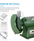 Bench Grinder Eye Shield Glasses on green desktop grinder, impact-resistant guard for debris and sparks, clear view, 6.41 x 4.56 inch