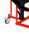 Close-up of Heavy Duty Manual Hydraulic Pallet Truck With Swivel Caster Wheels Handles 200kg showcasing robust frame and swivel wheel.