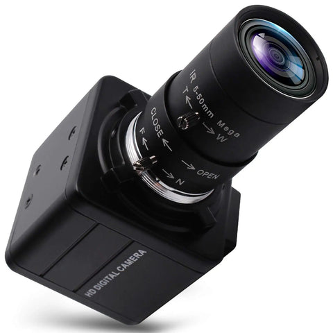 4K USB Camera with 5-50mm Zoom Lens, 10X Optical Zoom, Sony IMX317 Sensor, UHD 3840x2160 at 30FPS, side view close-up