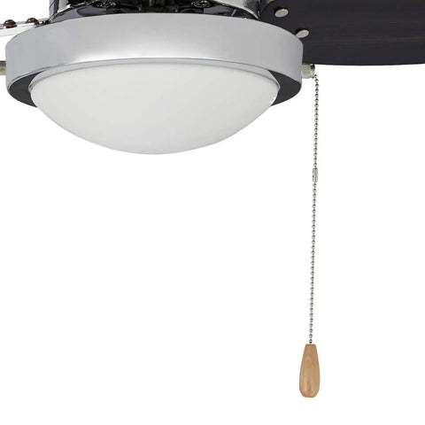 Close-up of 30 Inch Indoor Ceiling Fan With Dimmable Integrated LED Light Kit And Reversible Blades In Chrome Finish detail