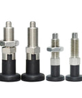 Rugged As Hell Stainless Steel Indexing Plunger With Self Locking Knurled Knob And Slick Return Action for quick benchtop adjustments, set of four.