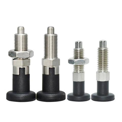Rugged As Hell Stainless Steel Indexing Plunger With Self Locking Knurled Knob And Slick Return Action for quick benchtop adjustments, set of four.