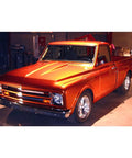 Chevy 1967 CK Pickup Truck Copper Orange Metallic Stacey David's Copperhead One Sixty Four Scale Diecast Model Car in garage