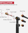 All-In-One 50-Piece TIG Welding Torch Accessories Kit With Alumina Nozzle, Stubby Gas Lens, Glass Cup For WP-17, WP-18, WP-26