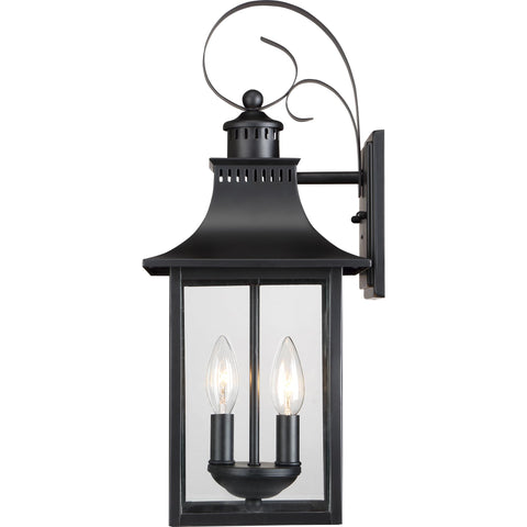 Chancellor 19 Inch Outdoor Wall Lantern Two Light Vintage Sconce In Mystic Black With Clear Glass Panels For Patio Porch Front Door Garage Deck Backyard Exterior Lighting