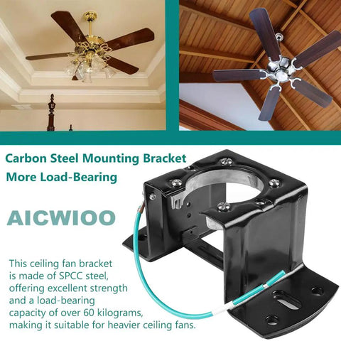 Universal Ceiling Fan Mounting Kit With Hanger Ball Heavy Duty 2mm Steel Wobble-Free Rock Solid Fits 1-Inch Downrods For Flat And Low Slope Ceilings Up To 10 Degrees Includes All Mounting Hardware Reduces Vibration For Quiet Sleep