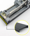 Open Slot Wire Duct Cutter Tool For PVC Ducts And Covers With 45 Degree And 90 Degree Angled Cuts Burr Free Labor Saving Portable Duct Cutting Machine Ideal For Electricians And DIYers On The Go displaying cutter blade and duct section