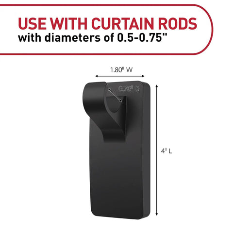 Hassle Free Wall Mount Hardware That Slides Right Onto Medium Black Curtain Rods With Heavy Duty Adhesive Strips Quick Install No Screw Marks Just Pop On And You Are Set For Every Room