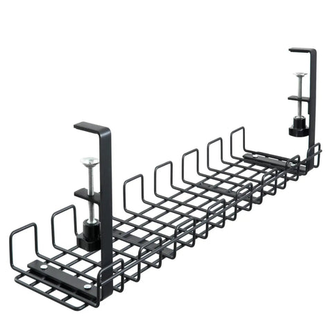 No Drill Under Desk Cable Management Rack Clip On 25 Inch Organizer For Standing Desks, Heavy Duty Desk Cable Holder With Hand Clamp
