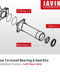 Diagram of Honda Left Rear Axle Wheel Bearing And Seal Replacement Kit For Rancher Foreman Rubicon ATV Models 350 400 450 500 520 OEM