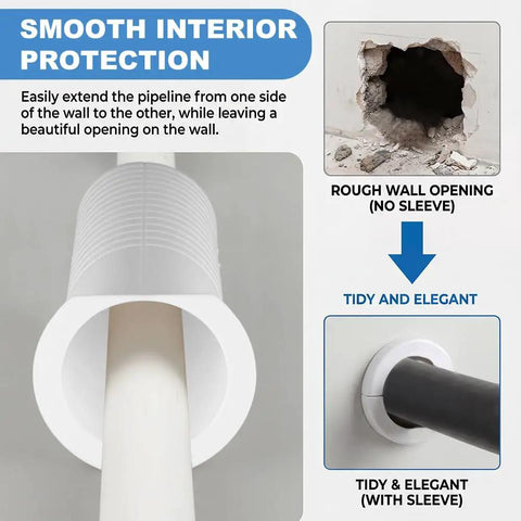 All In One Mini Split Line Set Cover And Wall Sleeve Combo Kit For Outside AC Units With Rapid Bond Tape shows smooth interior protection.