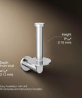 Vertical Toilet Paper Holder Wall Mount In Polished Chrome Built To Last Durable Metal For Moisture And Everyday Use dimensions shown