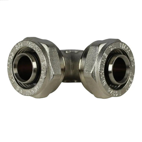 Elbow Fitting For Three Quarter Inch Tubing Three Pack, Nickel Plated Brass, Double O Ring Compression, Heavy Duty And Corrosion Resistant, 175 PSI Max, Tubing Can Be Removed, Compatible With Three Quarter Inch System