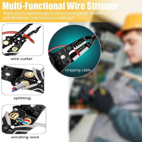 Multifunctional Wire Cutter And Stripper 9-In-1 Tool For Stripping Cutting Crimping And Cable Work, High-Carbon Steel Pliers
