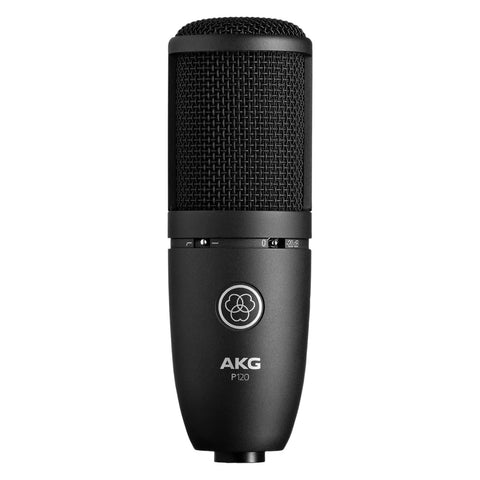 Affordable Two Thirds Inch Condenser Microphone For Clear Vocals And Instrument Tracking, XLR Output, studio ready, black body.