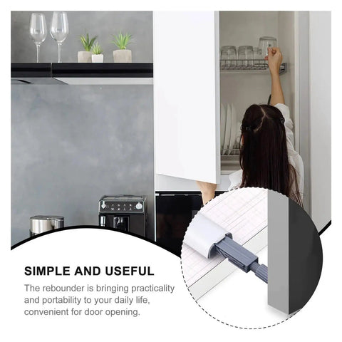 Woman using Stainless Steel Magnetic Push Latch Cabinet Closer for Doors ABS Door Damper Buffer Magnet Catch Wardrobe Hardware