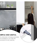 Person opening cabinet with 10 Pack Stainless Steel Magnetic Push Latch Cabinet Closers with ABS Door Dampers, easy install hardware.